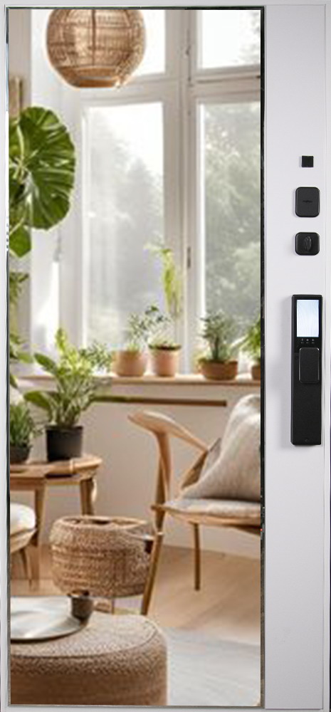 Стальная дверь "Алтай" с зеркалом (биометрический замок Smart lock К06)
