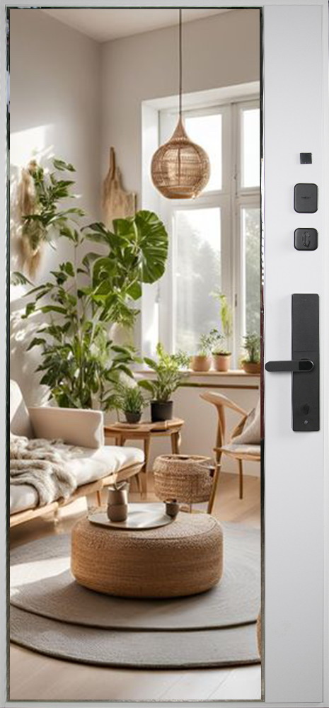 Стальная дверь "Алтай" с зеркалом (биометрический замок Smart lock R06)