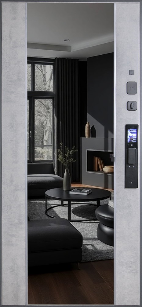 Стальная дверь "Дуэт Б" с зеркалом (биометрический замок Smart lock DZ 888)