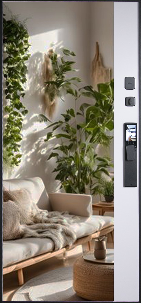 Стальная дверь "Forest" с зеркалом (биометрический замок Smart lock K06)