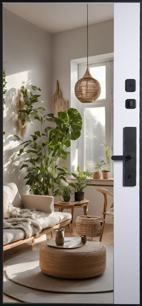 Стальная дверь "Forest" с зеркалом (биометрический замок Smart lock R06)