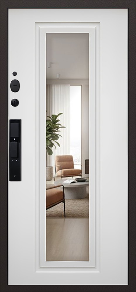 Стальная дверь "Комфорт" с зеркалом (биометрический замок Smart lock DZ 888)