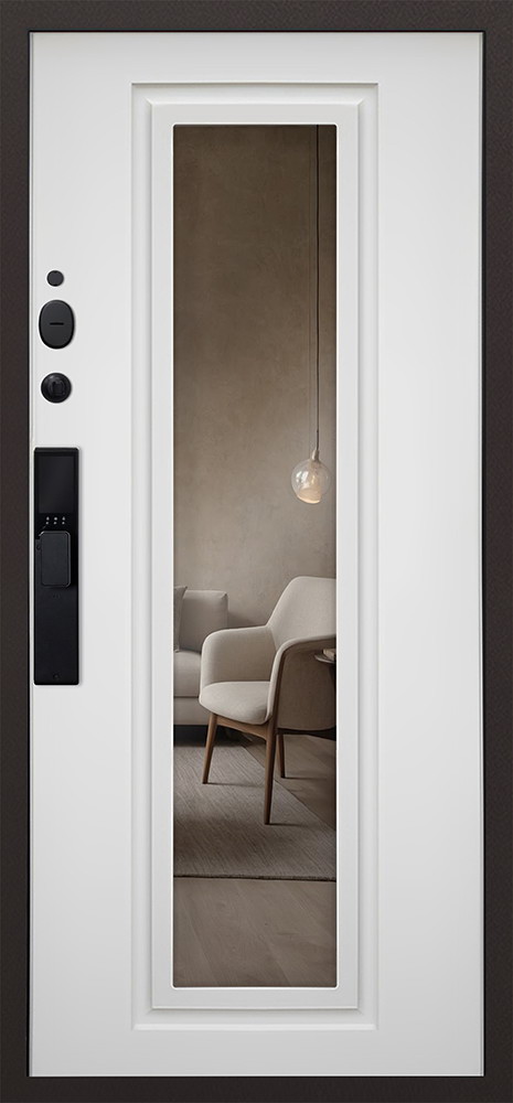 Стальная дверь "Комфорт" с зеркалом (биометрический замок Smart lock К06)