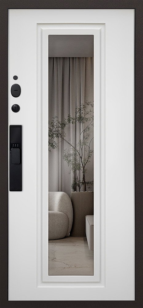 Стальная дверь "Комфорт" с зеркалом (биометрический замок Smart lock Y23)